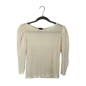W5 Anthropologie White Textured Puff Sleeve Blouse Size Small